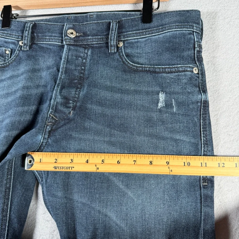 Diesel Tepphar Slim-Carrot Jeans 0842R Stretch Distressed Mens 33x32 Dark Blue